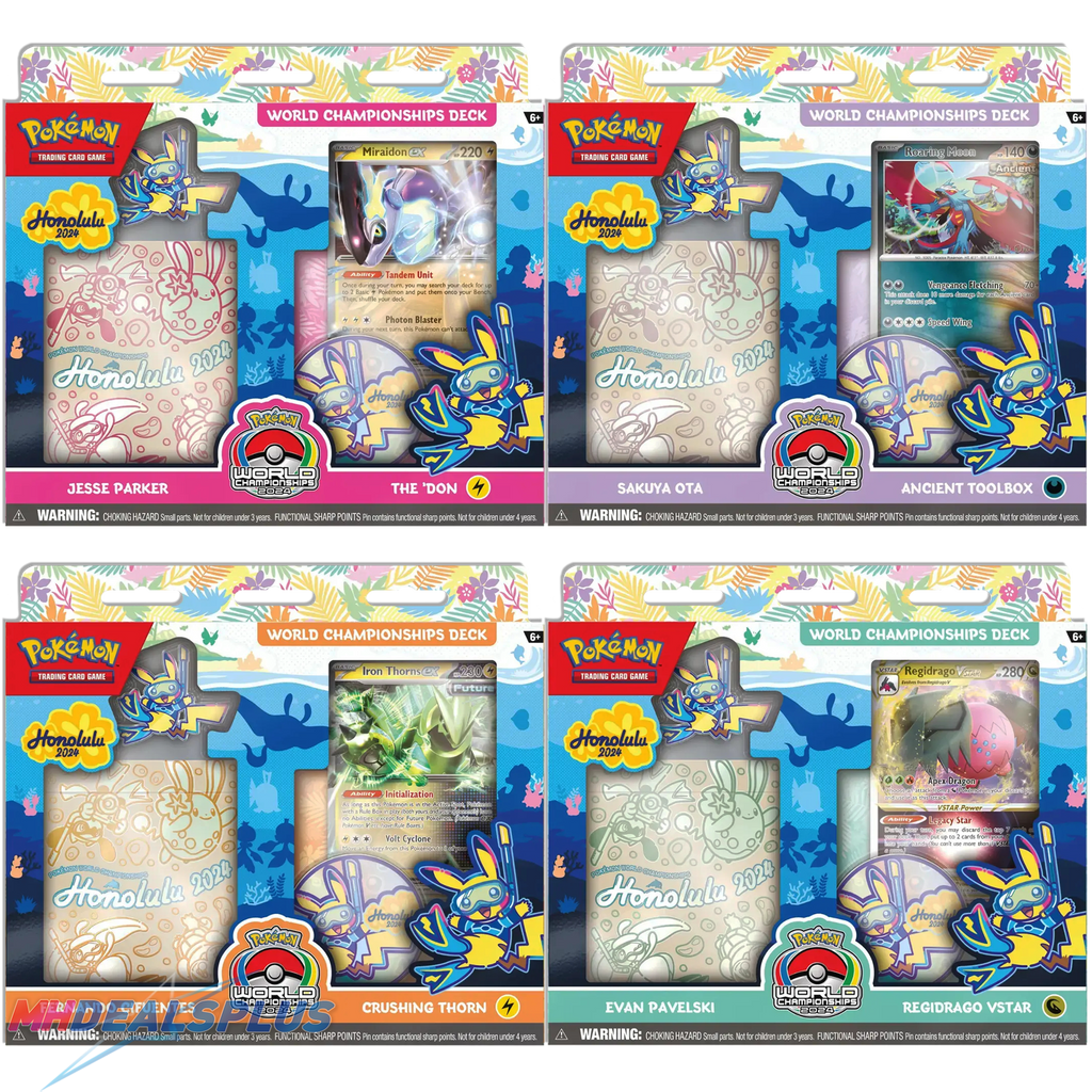 Pokemon 2024 World Championships Deck Set of 4 (Miraidon. Roaring Moon. Iron Thorns. Regidrago)