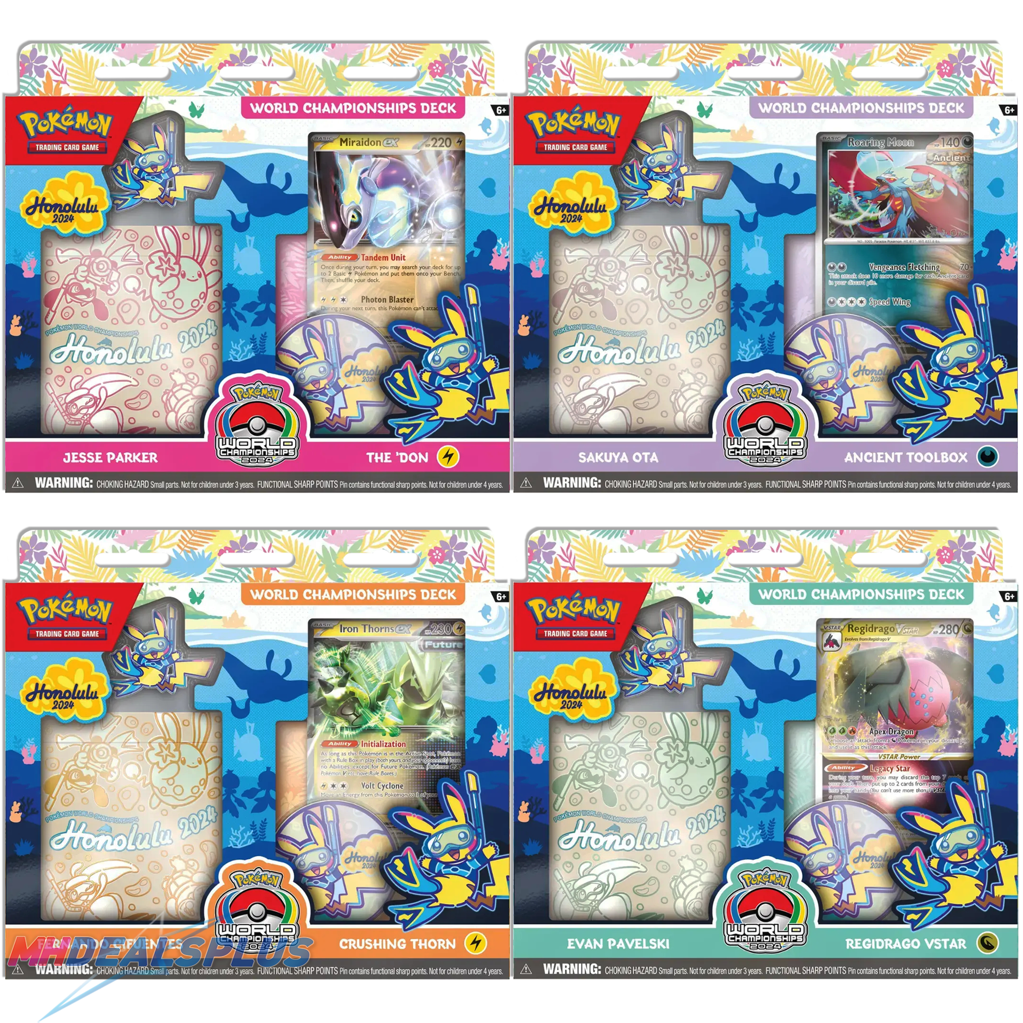 Pokemon 2024 World Championships Deck Set of 4 (Miraidon. Roaring Moon. Iron Thorns. Regidrago)