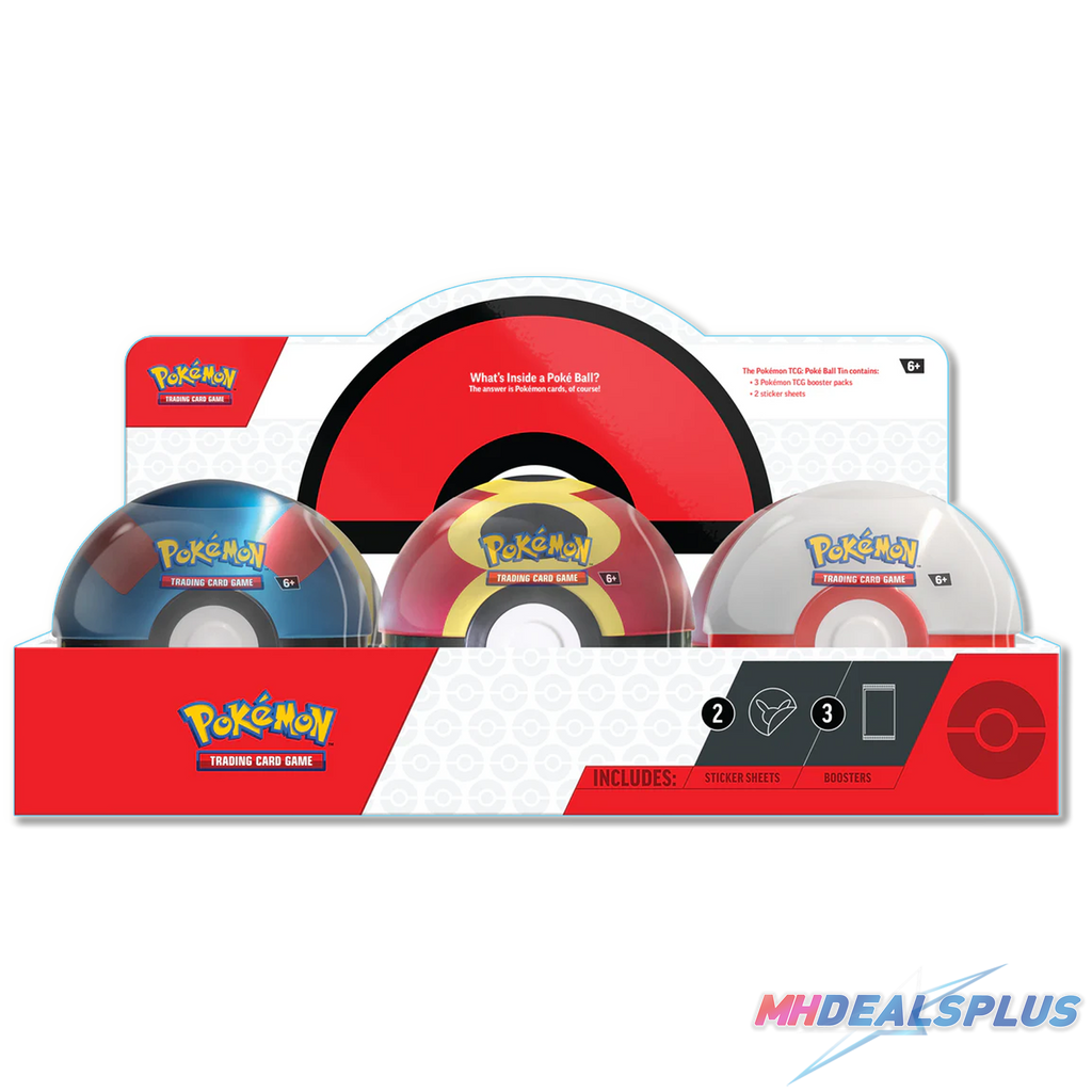 Pokemon 2025 Q4 Poke Ball Tin Display Case - 18 Booster Packs