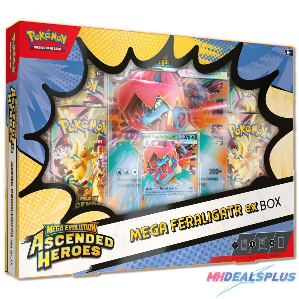 (Pre-Order) Pokemon Ascended Heroes Mega ex Box Set of 3 (Mega Meganium ex. Mega Emboar ex. Mega Feraligatr ex)